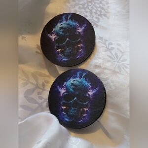 🌲BUY 1 GET 1 FREE 🌲 2pc Car Skull Design Coasters
